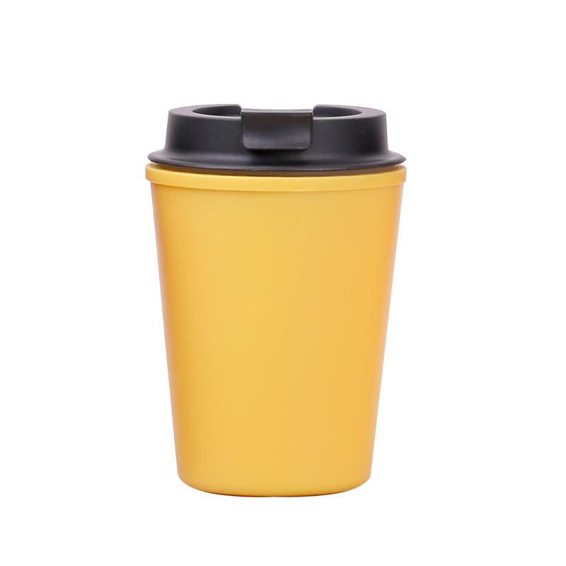 wiederverwendbarer doppelwandiger 350-ml-Kaffeebecher aus PP-Kunststoff in Lebensmittelqualität, 12 oz 301-400ml black
