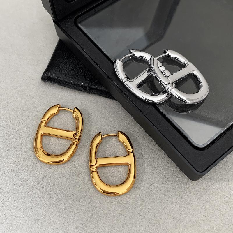 Personality hollow nose earrings women's simple fashion creative ear buckle geometric Internet celebrity earrings tide