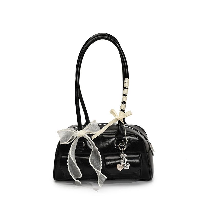 Einfache süße Schleife Unterarmtasche Damen 2026 Sommer einfarbig Boston Pendler Umhängetasche