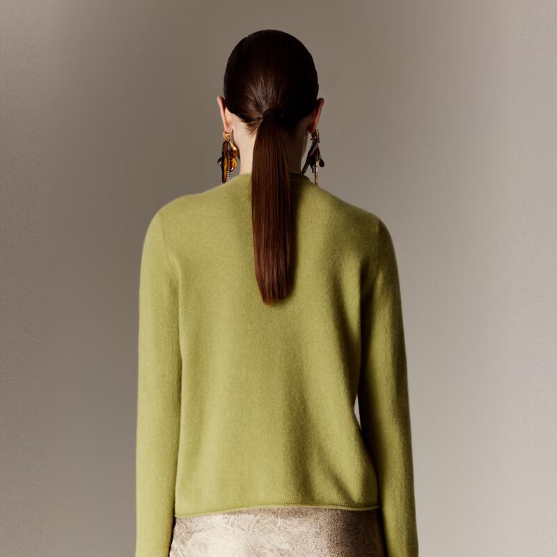 PALUOPO Women's 100% Cashmere Round Neck Cardigan