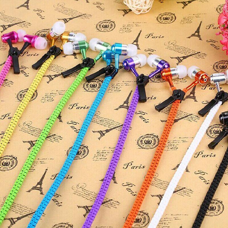 Metal Color Solid Zipper Headphones Line Control Smartphone Use Supplies Music