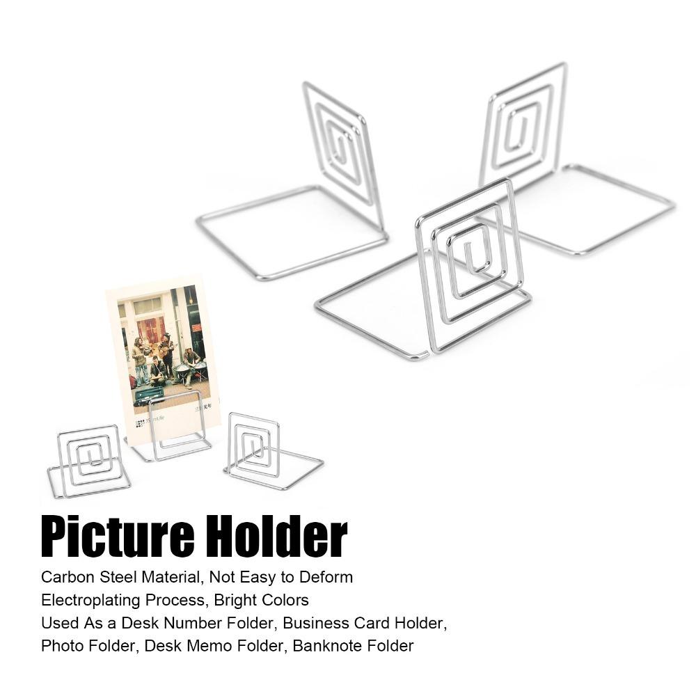 

10Pcs Square Business Card Holder Metal Material Picture Holder Wedding Event