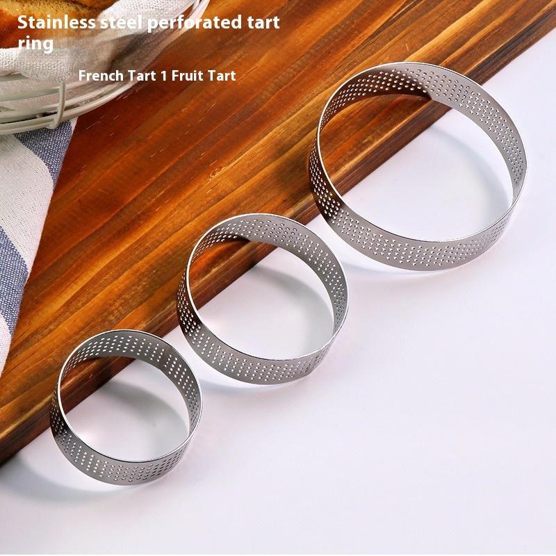 1/2/4 Stück 5cm Edelstahl Mousse Kuchenform Hitzebeständig Perforierter Runder Tarte Ring Kekse Gebäck Kreis Schneiderform Werkzeuge