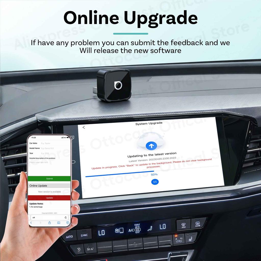 OTTOCAST Express MINI AIR 3 in 1 Cube Adapter 4.0 Wireless CarPlay Android Auto for iOS Screen Mirroring Car Accessories 2026