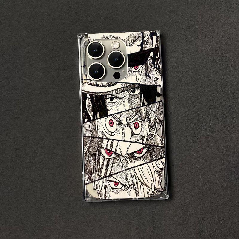 One Piece illustration for iPhone 16 Plus square 15promax phone case, 14 anime 13 Pro Max soft 11 sets 12