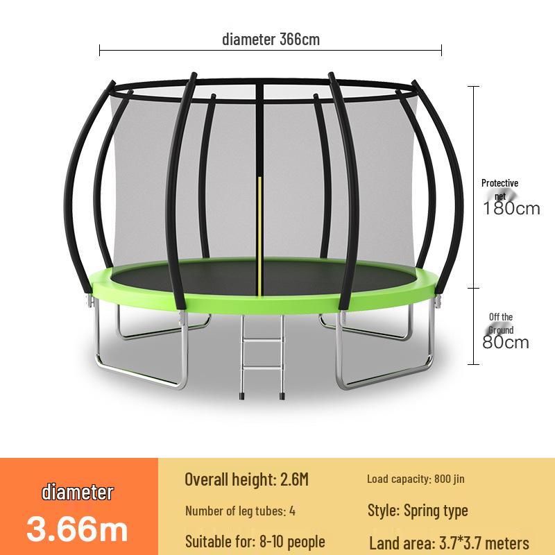 Indoor/Outdoor Kids Fitness Trampoline - Large Round Bouncing Bed for Home and Commercial Use