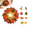 Halloween Wreath for Door Fall Maple Leaf Front Door Artificial Autumn Harvest Floral with Pinecone Berries Thanksgiving Wall Hanging Decorations
