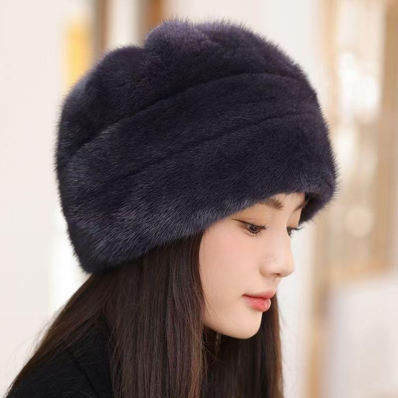 

Норковая шапка женская зимняя для среднего и пожилого возраста, маме, с защитой ушей, сумка на голову, монгольский берет, имитация меха, шляпа-цилиндр, модная теплая шапка one size