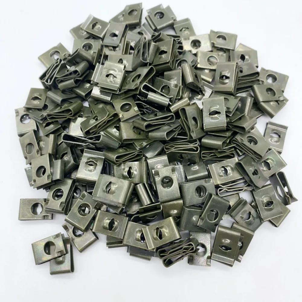 100pcs/20pc Mixed Car Metal Screw Tapping Fastener Clip U-Type Clip with Screw Anti-rust Protection Clip Screw Buckle Iron Sheet