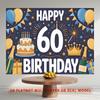 Party Backdrop Happy 60Th Birthday Birthday Fireworks Crown Blue 60th Photo Booth Background Wall Decor