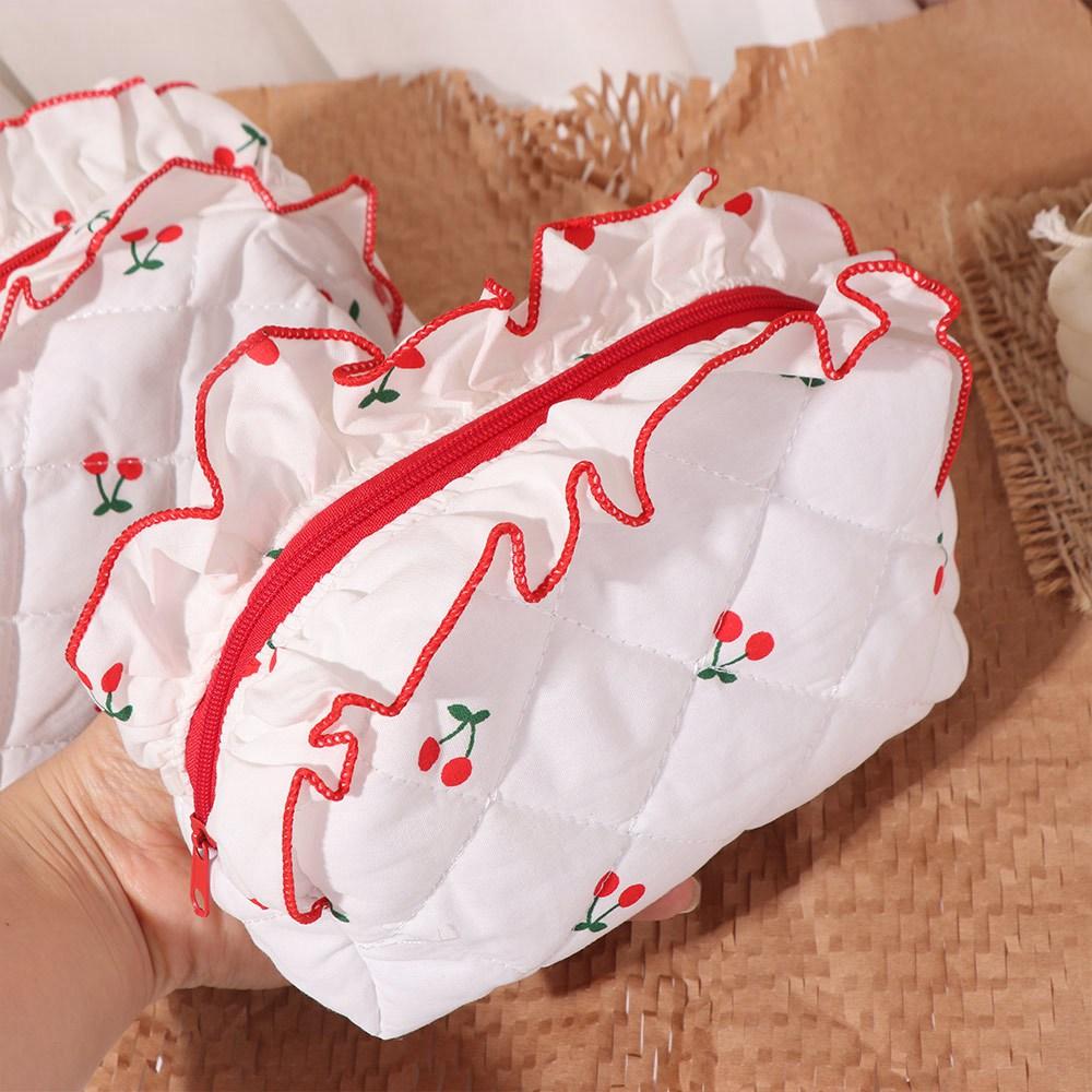 with Zipper Cherry Cosmetic Bag Large Capacity Toiletry Organizer Sweet Cherry Makeup Bag  Travel