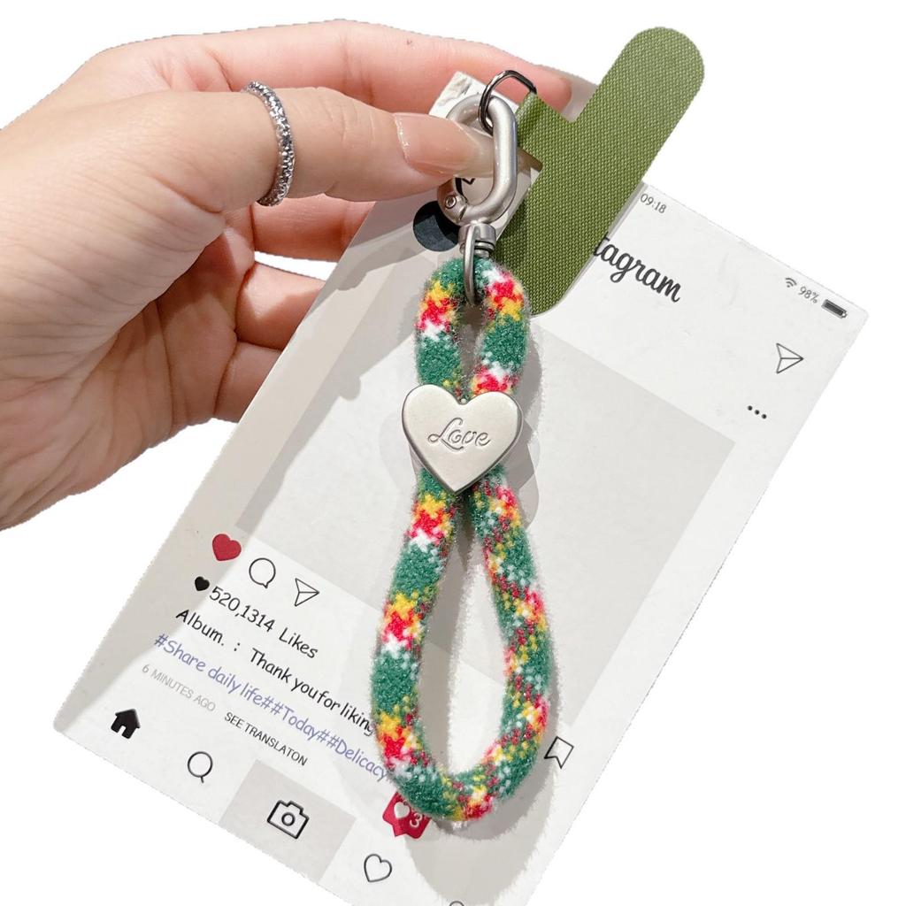 Heart Keychain & Camera Lanyard Set: Plush Wrist Strap, Anti-Lost Rope, Water Bottle Holder