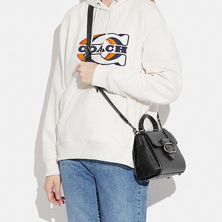 New COACH With Cow Leather And Sheepskin Shoulder Bag, Crossbody Bag, Handbag Trumpets Women's Black CF321-QBM2