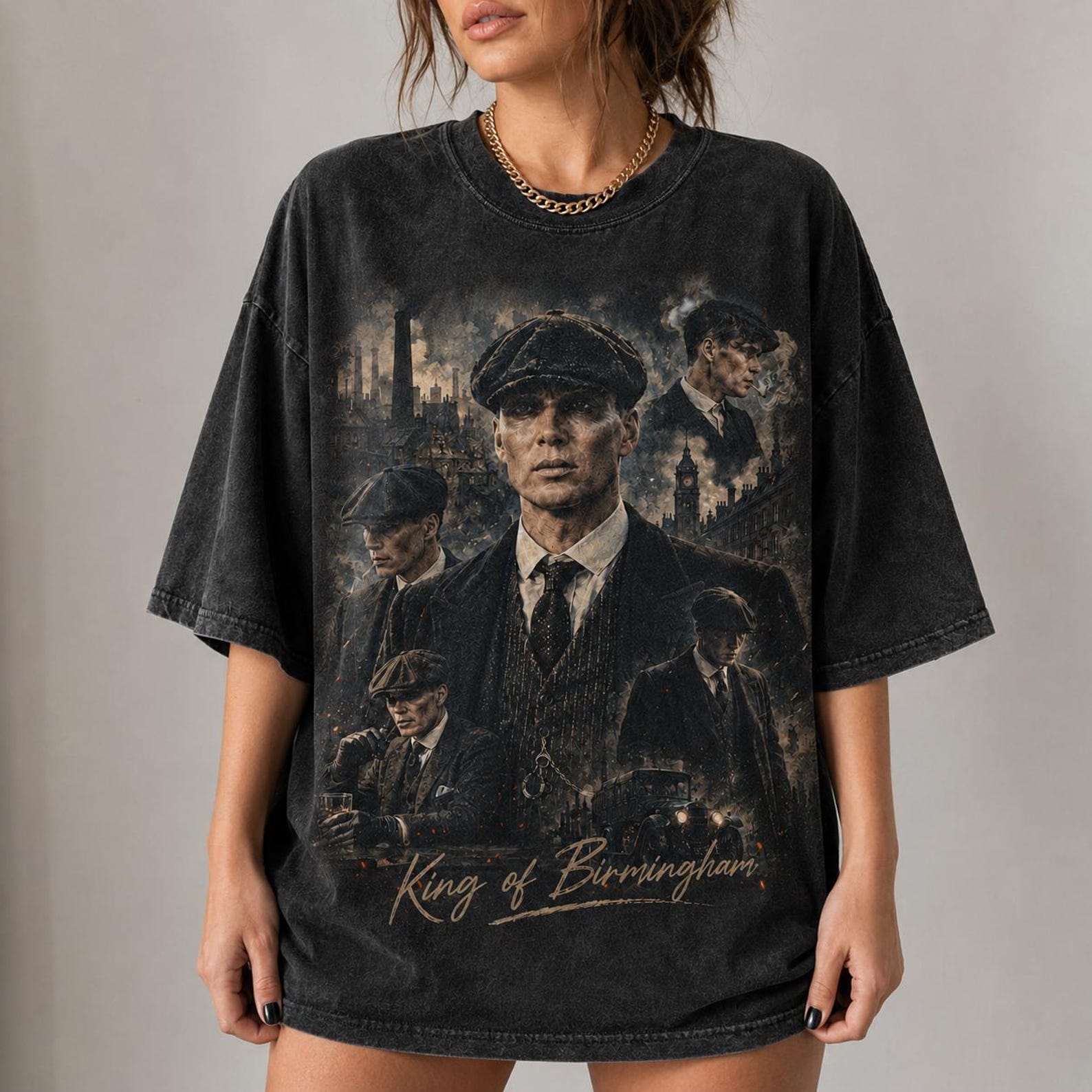 King of Birmingham Graphic Tee, Vintage Noir Gangster Shirt M