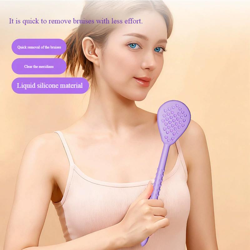 Thick Silicone Tapping Hammer, Extra Long Gua Sha & Meridian Massager for Back Pain Relief, Senior Wellness Tool