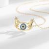 Elegant Devil's Eye Pendant Necklace for Women - European & American Fashion, Double Hand Hug Design, High-End Clavicle Chain