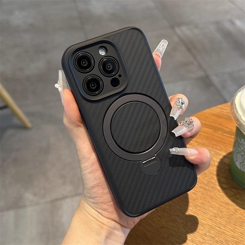 

Carbon Fiber Pattern Magnetic Suction Bracket Suitable for Apple IPhone 17promax Mobile Phone Case New Apple 16 Protective Case iPhone12pro