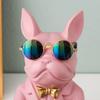 Bulldog Statue Key Holder Resin Modern Bulldog Candy Dish Key Holder Tray for Home Entryway Table Decor Pink