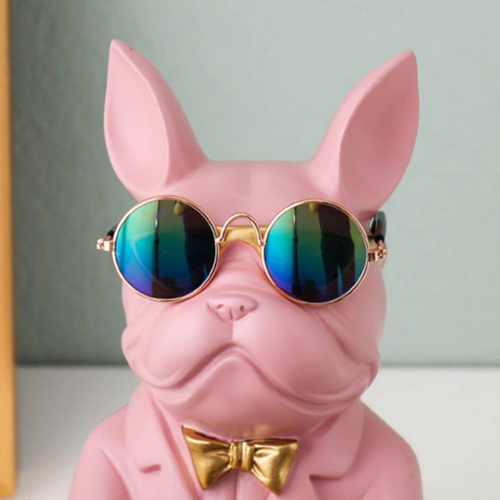 Bulldog Statue Key Holder Resin Modern Bulldog Candy Dish Key Holder Tray for Home Entryway Table Decor Pink