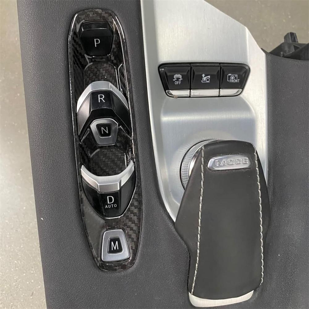 Black Real Hard Carbon Fiber Gear Shift Control Cover For Corvette C8 2020-2023