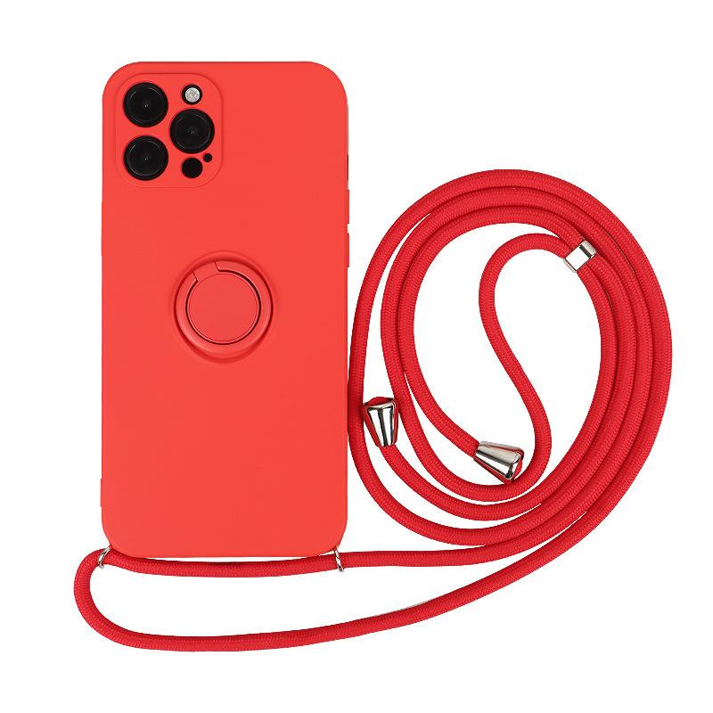 Liquid Frosted Magnetic Silicone Phone Case With Lanyard Crossbody Stand Protective Cover For Apple Iphone