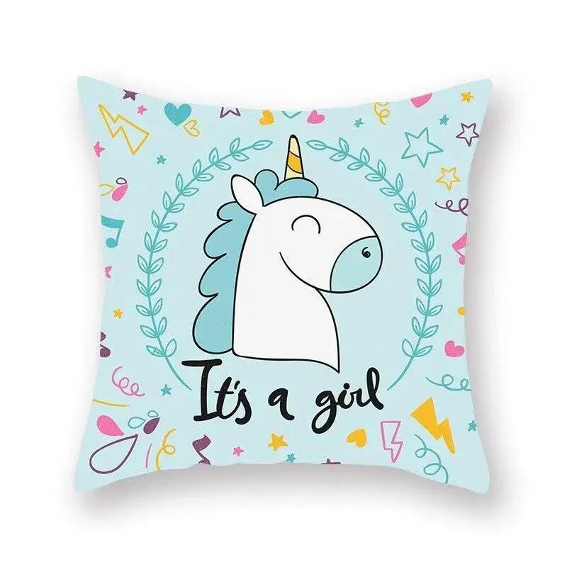 Einhorn-Print Kissenbezug Partydekoration Geburtstag Pfirsichhaut Kissenbezug