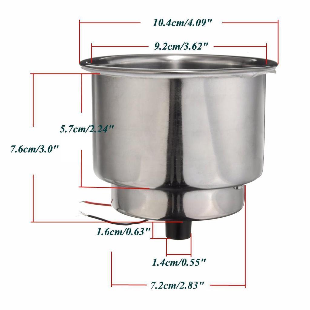 4pcs Blue 8LED Recessed Stainless Steel Cup Drink Holder for Car Marine Boat