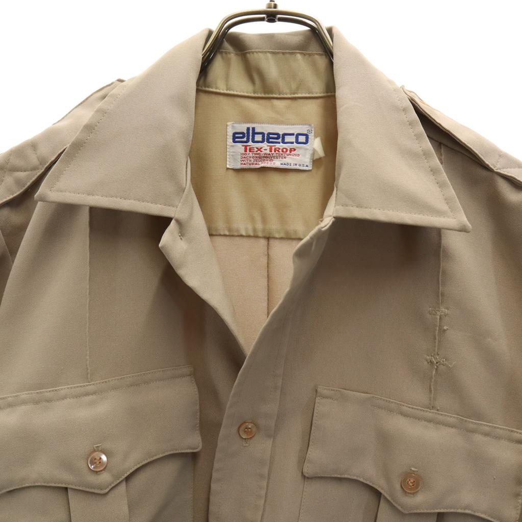 Elbeco 70s 80s Made In USA Vintage Short Sleeve Work Shirt Beige Men's Used