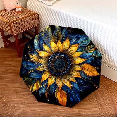 1 PC Automatic Folding Umbrella - Golden Sunflower Mandala Pattern, Portable & Foldable Design with 8 Ribs, Christmas Birthday Gifts