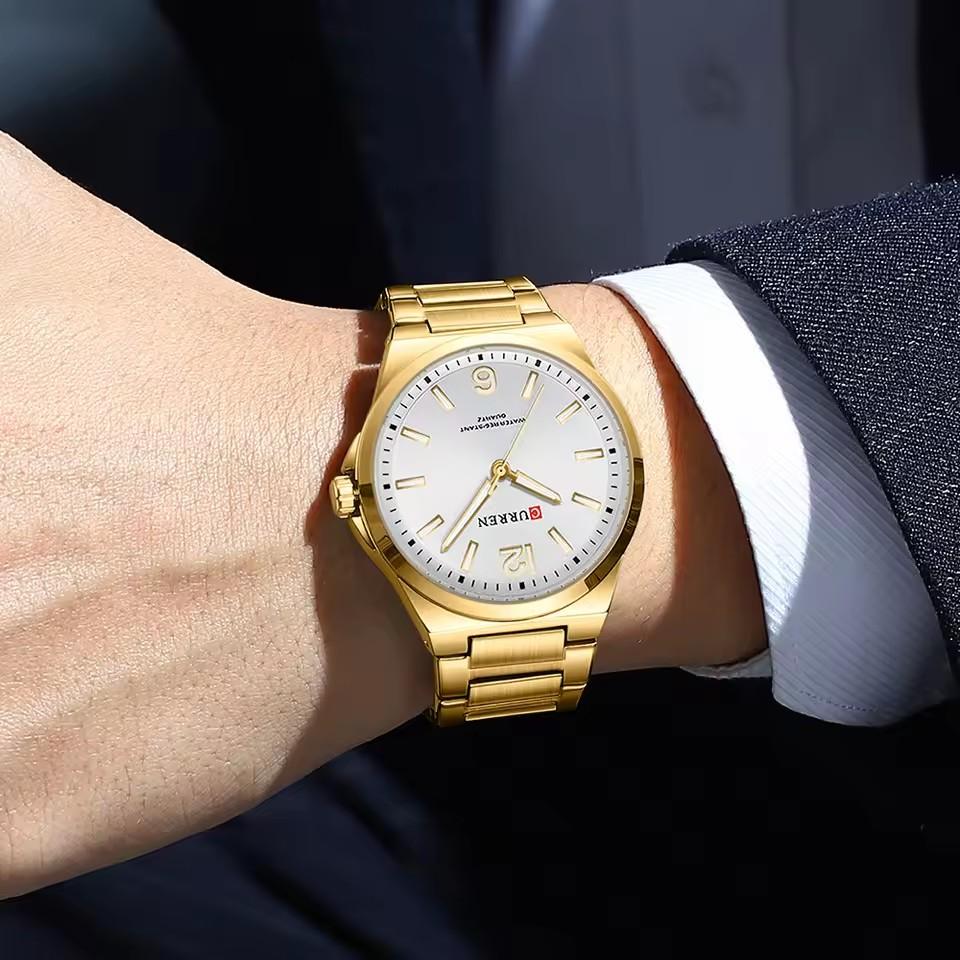 CURREN 8493 NEW Luxury Brand Wristwatches for Men's Stainless Steel Band Quartz Watch Simple Business Clock with Luminous Hands