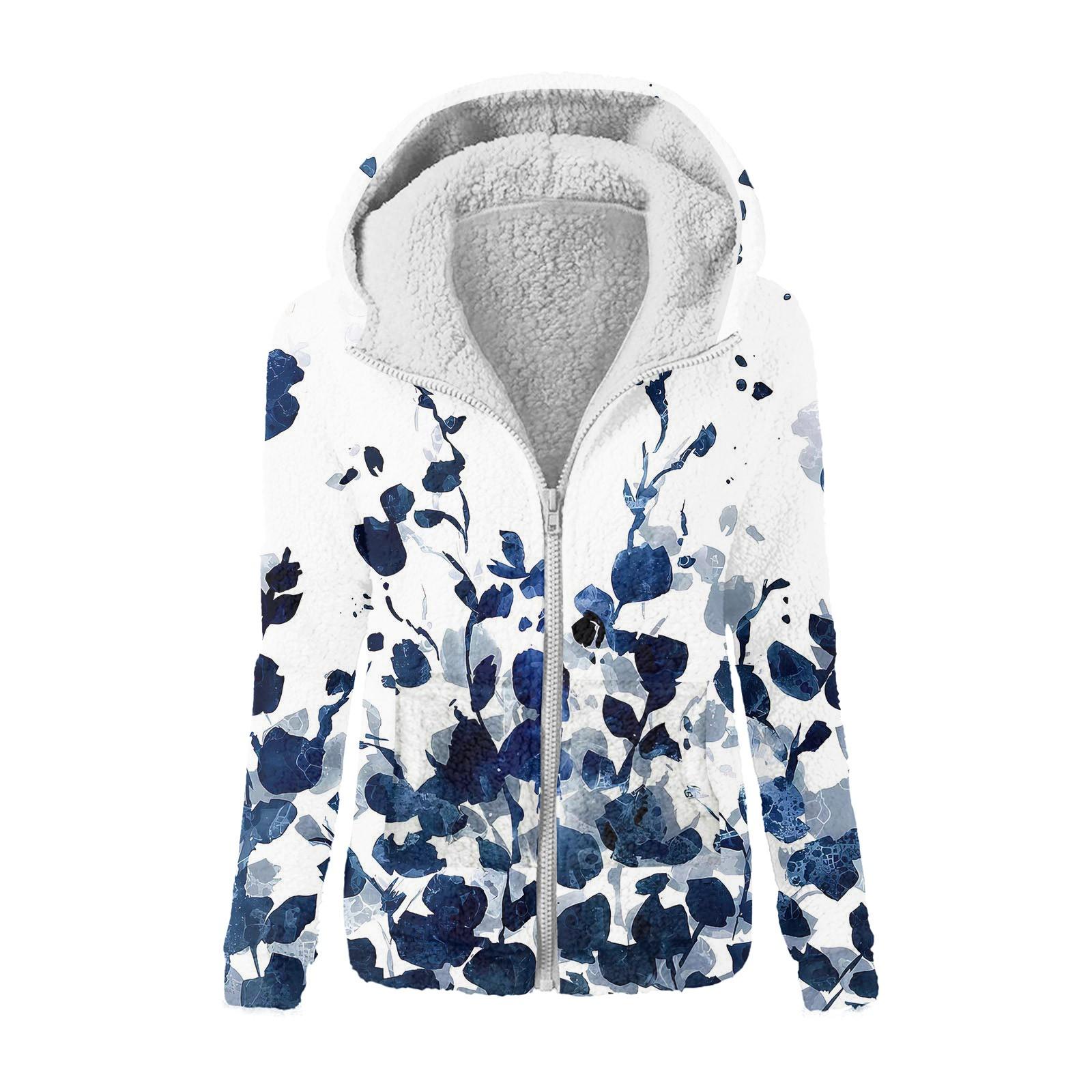 

Женская модная толстовка с принтом, свободная плюшевая куртка с капюшоном на молнии XL