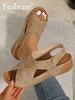 Sandali Donna Open Toe con Zeppa per Spiaggia e Uso Casual