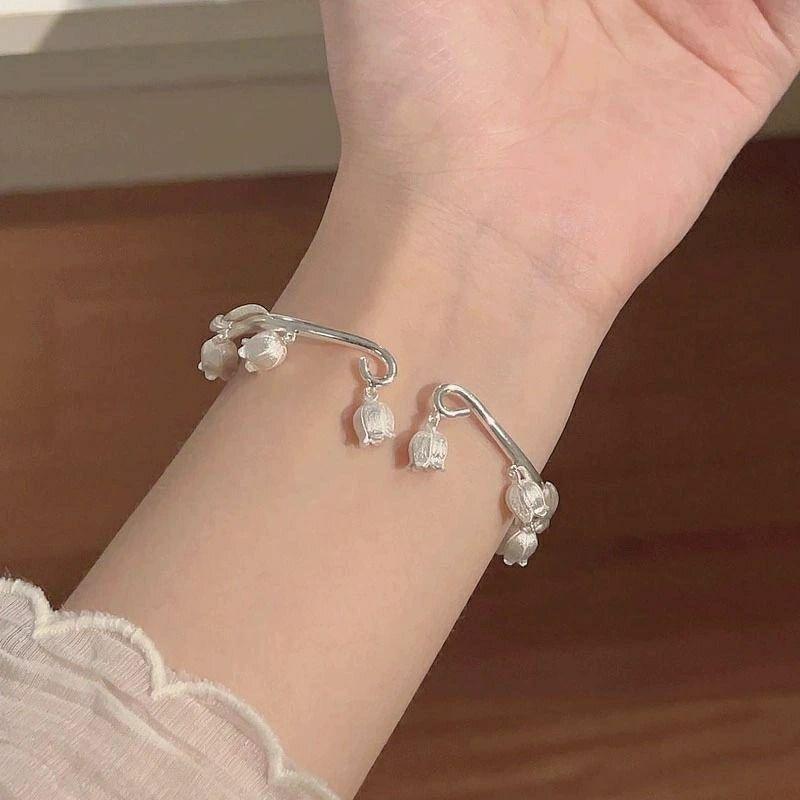 Antique Lily of the Valley Opening Bracelet Versatile Niche Design Guochao Birthday Gift for Girlfriend and Girlfriend~
