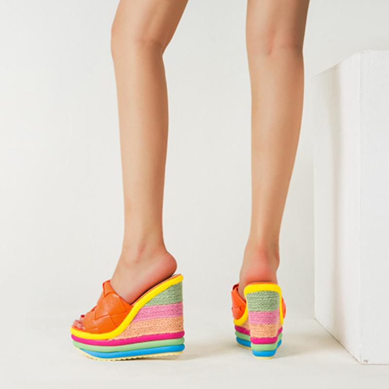 Summer Shoes Peep Toe Sandals Women Fashion Wedges Platform Slippers Woman Casual Mixed Colors Designer Party Sandles