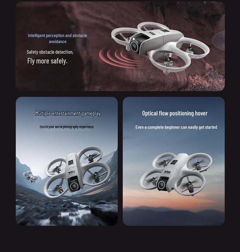 V66 Obstacle-Avoidance 4-Axis Remote Control Drone - Full Protection Toy Aircraft