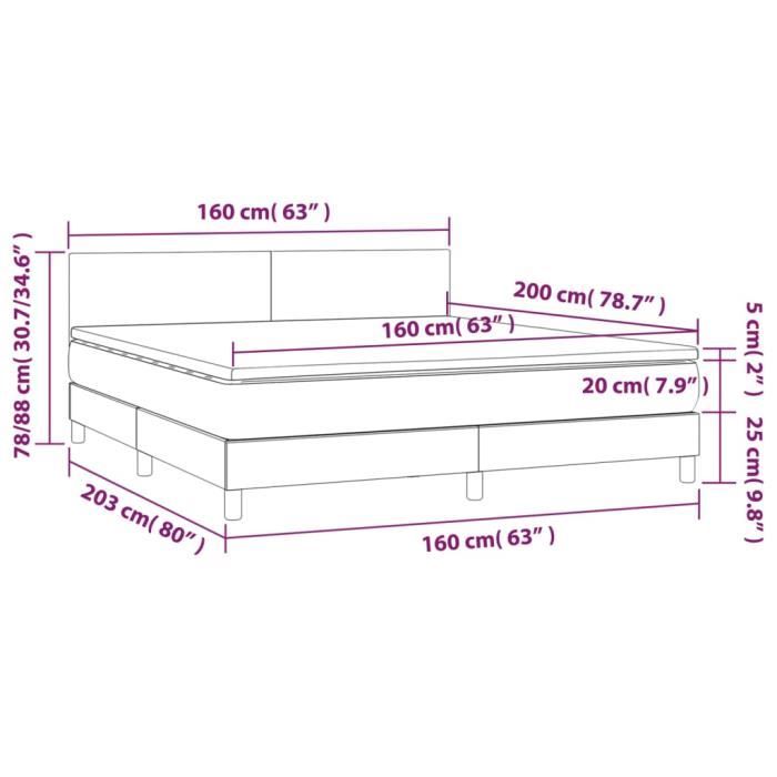 3140469 vidaXL Divan Bed with Mattress Taupe 160x200 Cm Fabric