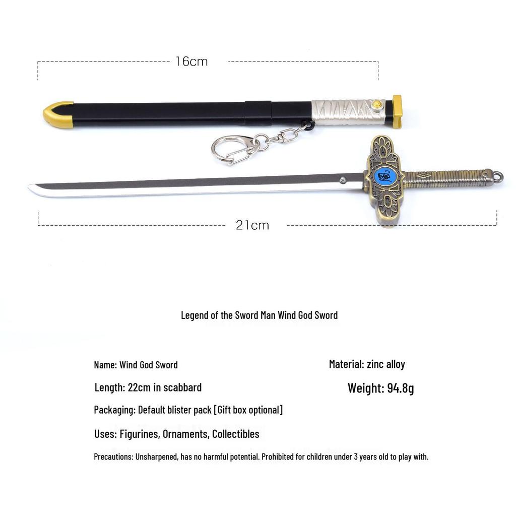 Nine Dragon Balls Metal Model Toy: Thor's Sword & Wind God's Spring-loaded Cold Weapon Ornament.