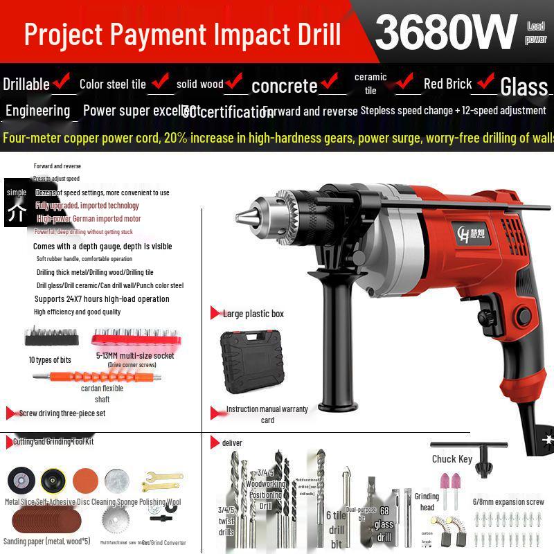 Multi-Functional Electric Impact Drill Set for Wall and Household Use
