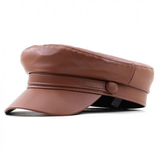 Женская Повседневная Шляпа-Кепка из Искусственной Кожи, Шляпа Капитана Моряка, Плоская Шляпа-Кепи, Берет