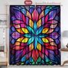 2PC Home Decoration Curtains, Geometric Leaf Flower With Rod Pocket Curtains, Kitchen, Coffee Shop, Living Room, Balcony, Garden