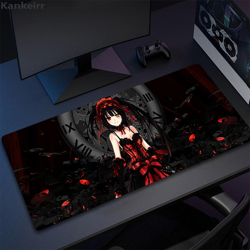 Anime Girl Tokisaki Kurumi Mouse Pad Cartoon Lockedge Large Gaming Pad Computer Gamer Keyboard Desk Mat Mousepad for PC Deskmat