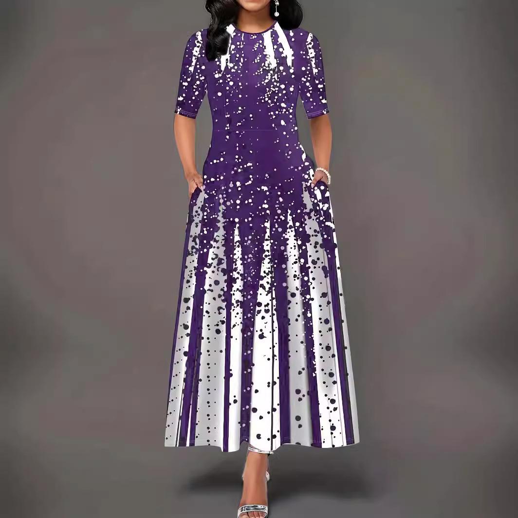 

GMXIA Женские персонализированные модные платья с принтом в виде градиента и короткими рукавами и круглым вырезом XXL фиолетовый