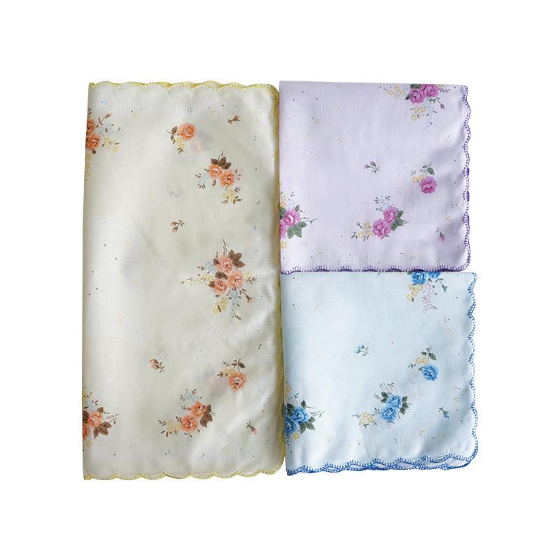 

3 шт 30x30 см классический цветочный принт хлопковые женские носовые платки кружевной платок женский шарф карманный носовой платок