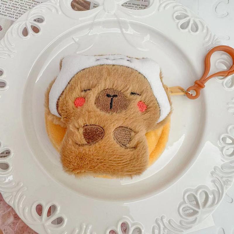 Cartoon Kapybara Coin Purse High Quality Small Gift Keychain Charm Plush Headphone Bag Charm