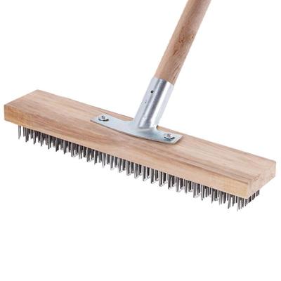 Drátěný koště 30cm Podlahový drátěný koště Přenosný zahradní čisticí koště Opakovaně použitelný škrábací kartáč Smeták na listí s dřevěnou násadou