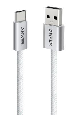 ANKER Zolo Made with Durable Nylon Compatible with iPhone and Google Pixel USB-C & USB-A Cable, 1.0m, White, USB-IF Certified, Material, 17/16/15,