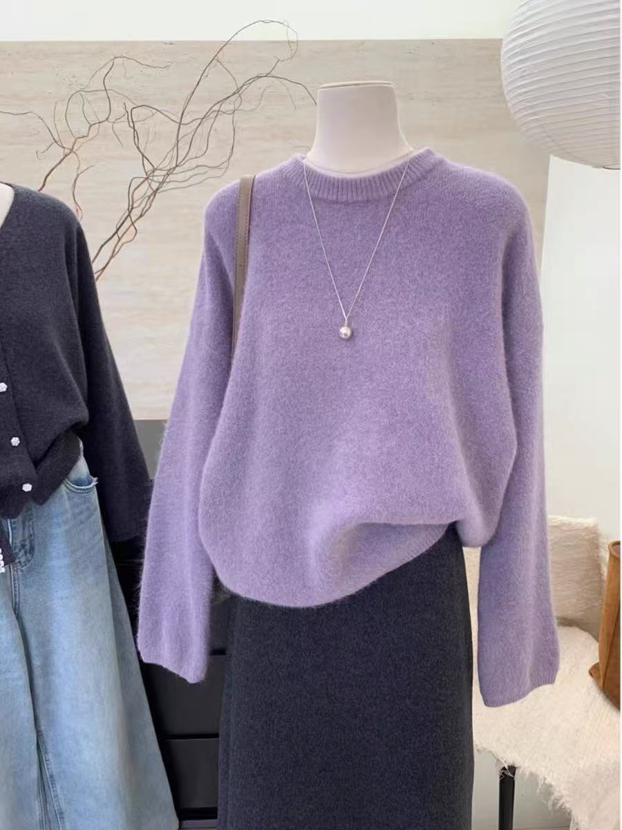 

Lazy wind spring autumn and winter new skin-friendly soft long-sleeved loose knitted sweater women s top L