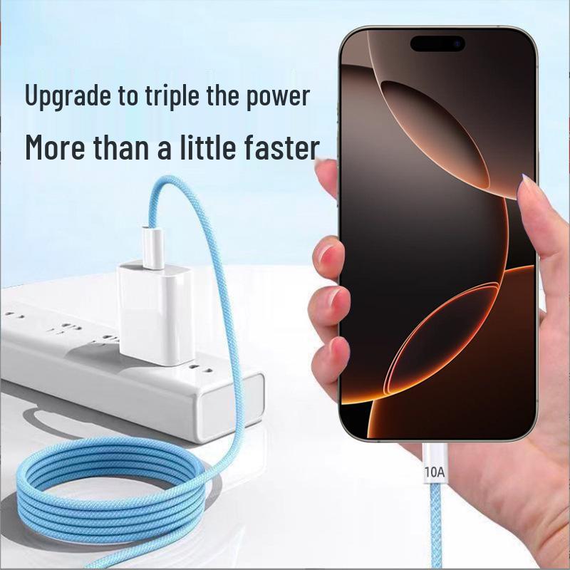120W PD Dual Type-C Charging Cable, Compatible with Apple 15/16, Huawei, Xiaomi - 10A Fast Charge.
