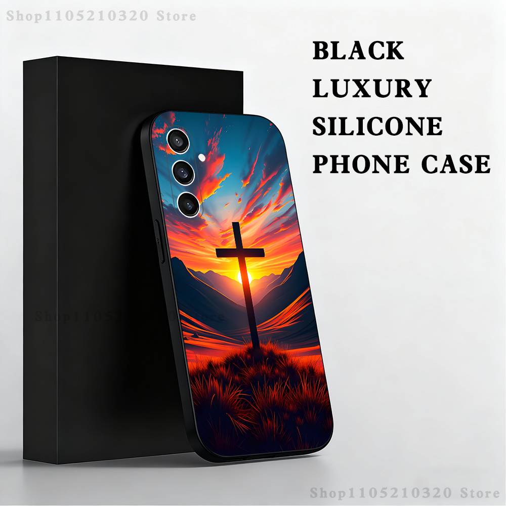 

Bible Christian Cross Phone Case For Samsung S25,S24,S21,S22,S23,S30,Ultra,S20,Plus,Fe,Lite,Note,10 Black Soft Shell SamsungS20lite
