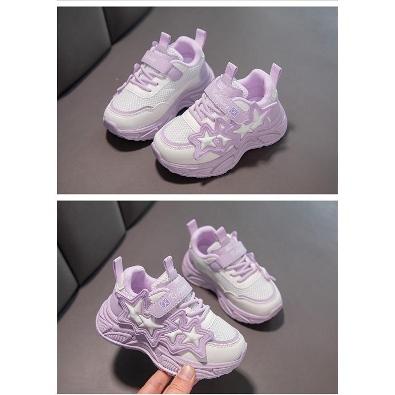 Girls' Sports Shoes Net Surface Breathable Spring and Autumn New Soft Soled Running Shoes for Children Big Daddy Shoes for Girls